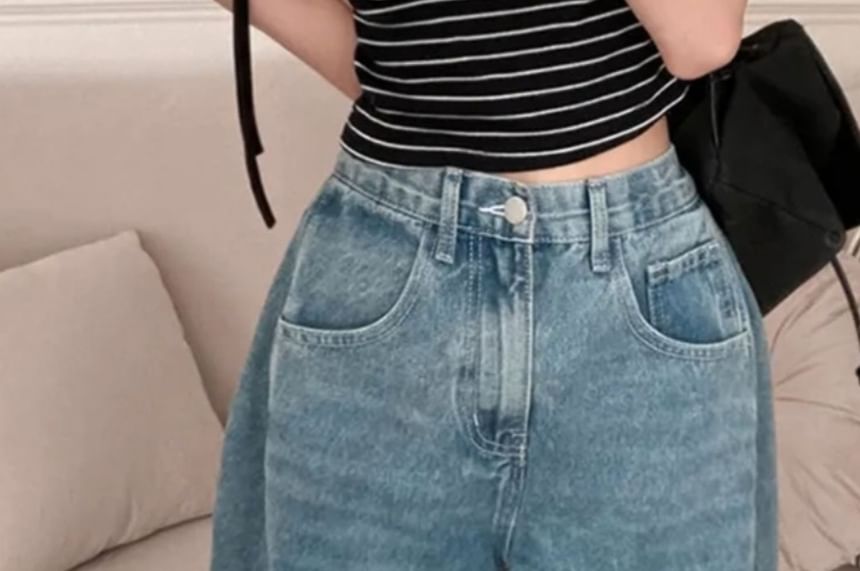 Short-Sleeve Off-Shoulder Striped Tie-Strap Top