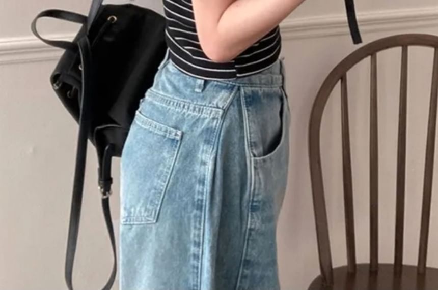 Short-Sleeve Off-Shoulder Striped Tie-Strap Top