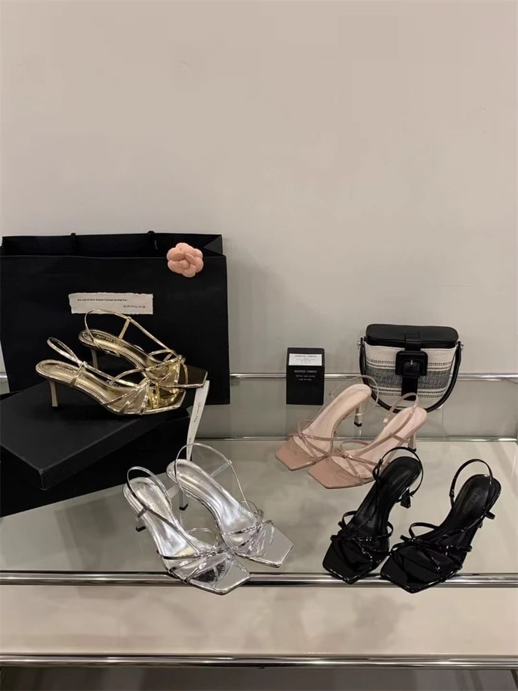 Strappy High Heel Slingback Sandals