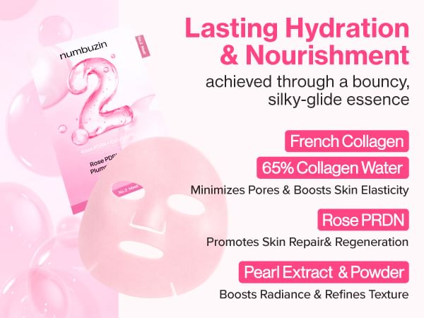 No.2 Rose PDRN Collagen Plumping Sheet Mask 10pcs Set
