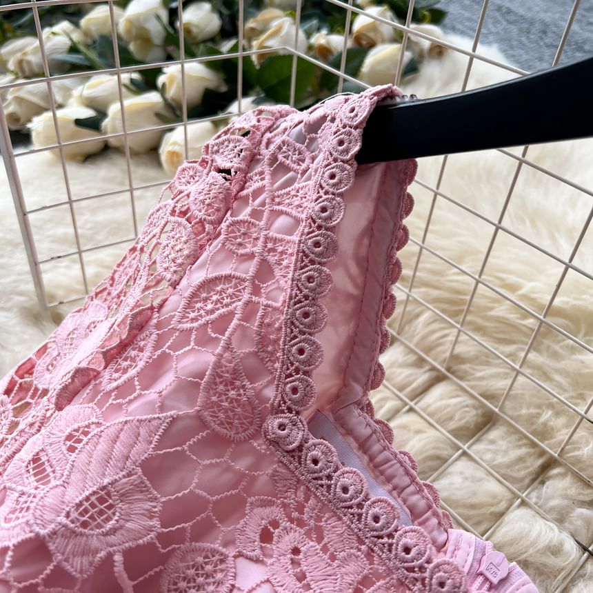 Short-Sleeve Square Neck Lace Maxi A-Line Dress