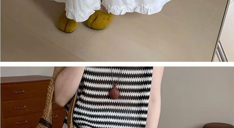 Maternity Elastic Waist Plain Frill Trim Wide Leg Pants