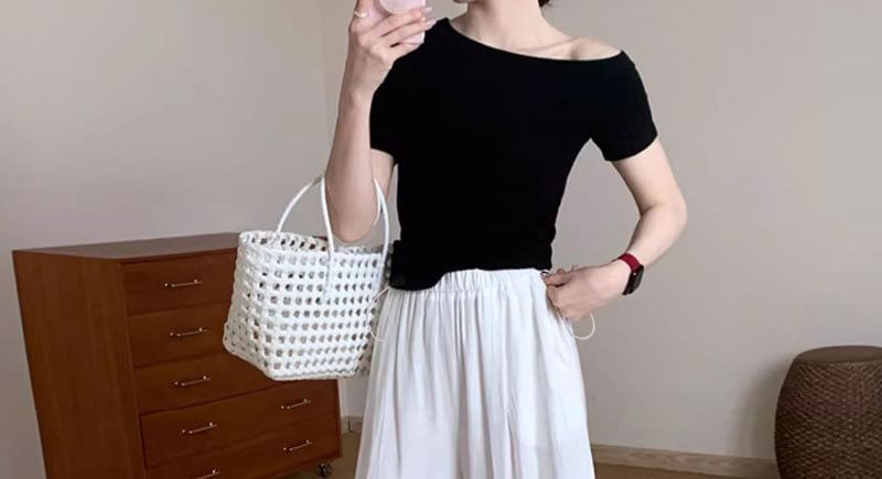 Maternity Elastic Waist Plain Frill Trim Wide Leg Pants