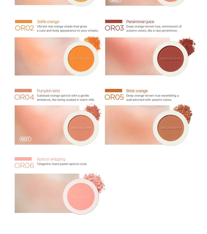 Saemmul Single Blusher - 22 Colors