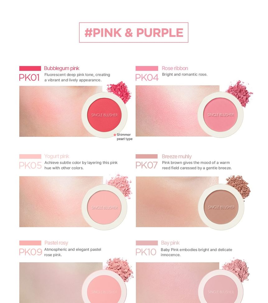 Saemmul Single Blusher - 22 Colors