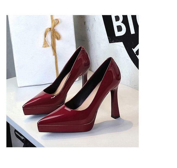 High Heel Plain Platform Pumps