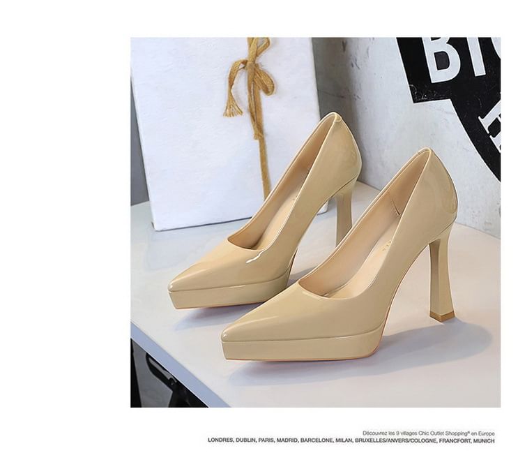 High Heel Plain Platform Pumps