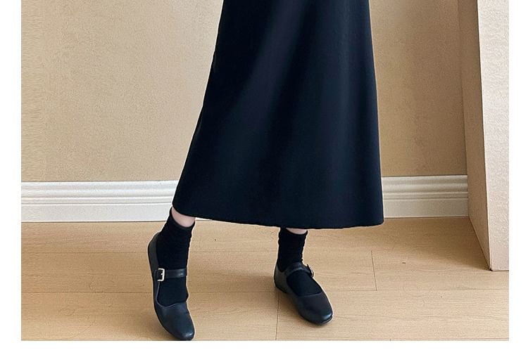 Maternity Long Sleeve Round Neck Striped Mock Two Piece Midi A-Line Dress