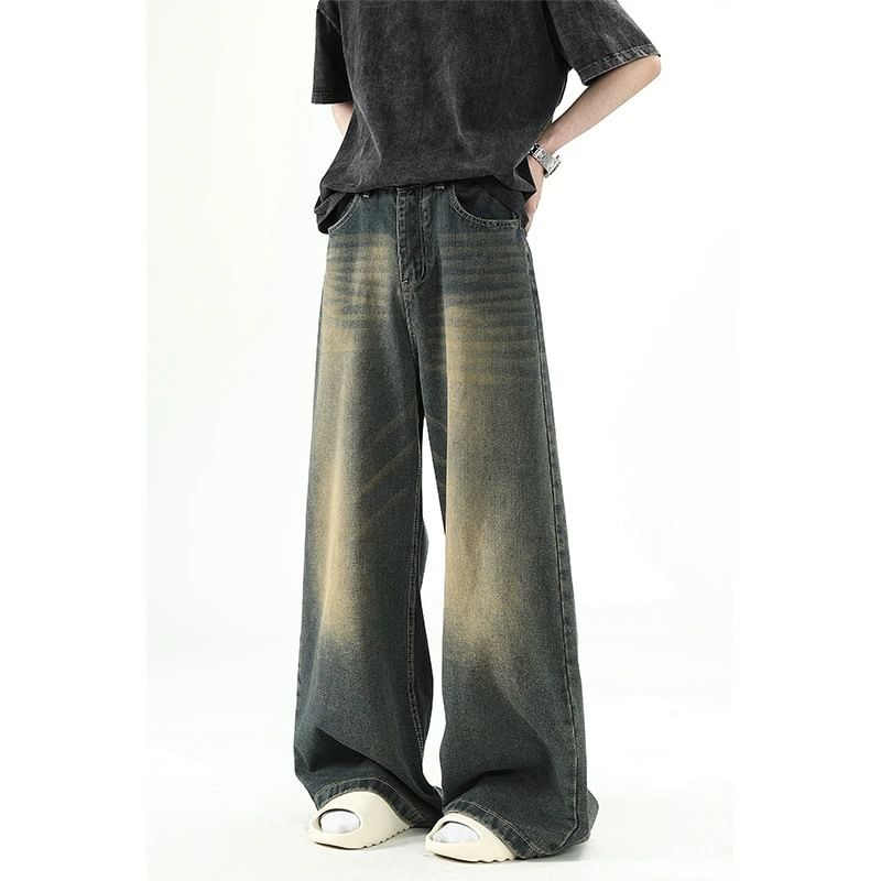 High Waist Washed Wide Leg Jeans