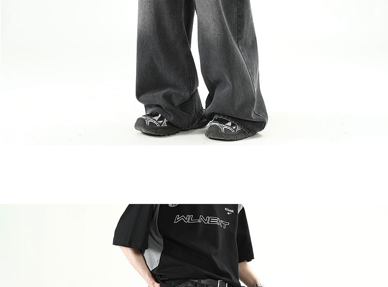 High Waist Washed Wide Leg Jeans