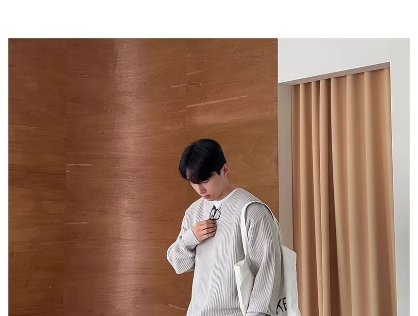 Long-Sleeve Half Zip Plain Knit Top