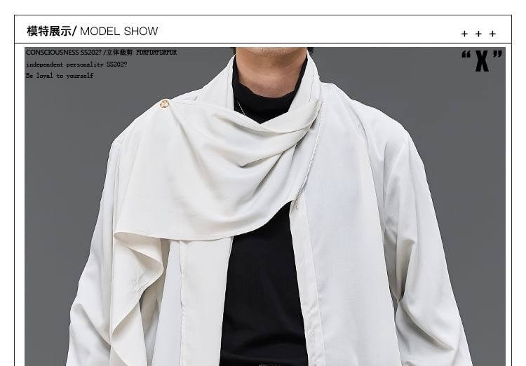 Long-Sleeve Asymmetrical Plain Shirt