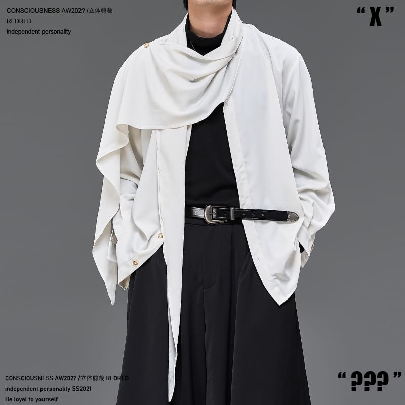 Long-Sleeve Asymmetrical Plain Shirt