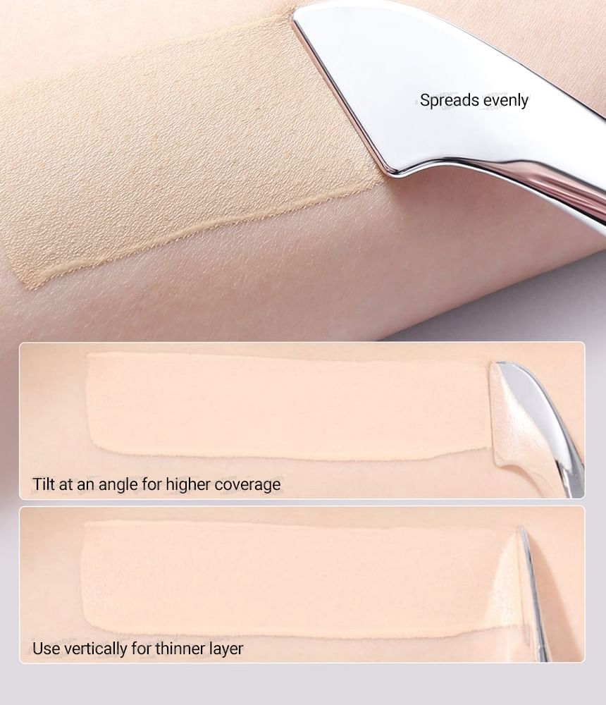 2 in 1 Curved Flat Foundation Brush with Spatula Brown & Silver - One Size