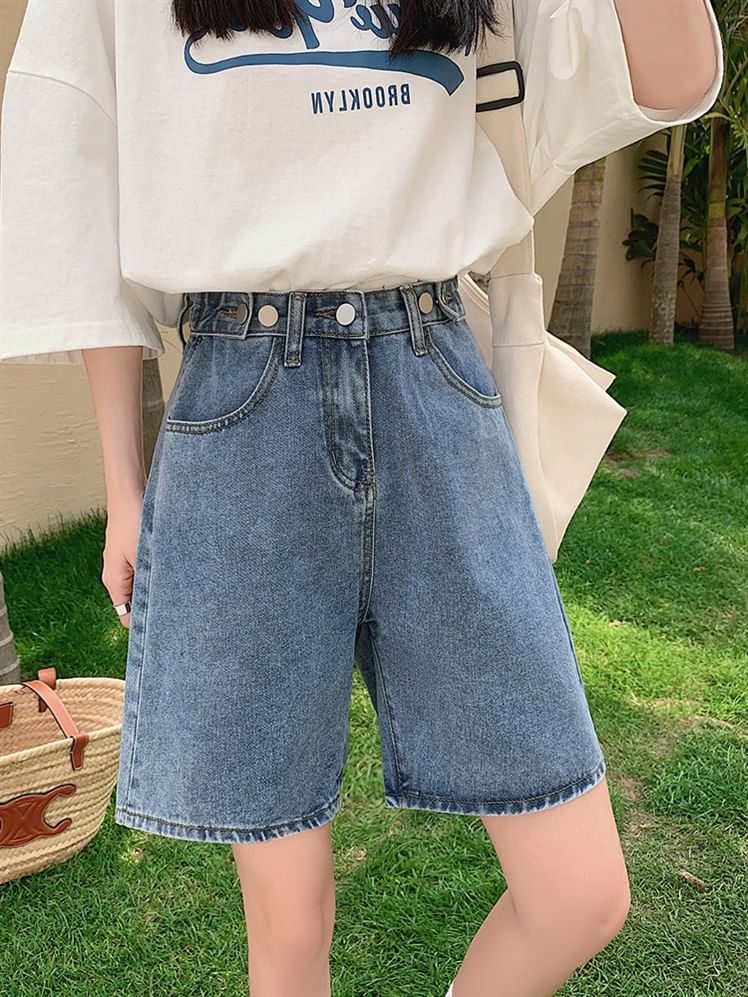Mid Rise Denim Shorts