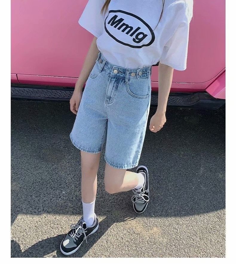 Mid Rise Denim Shorts
