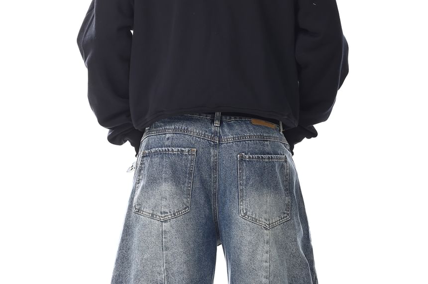 Mid Rise Washed Wide Leg Jeans