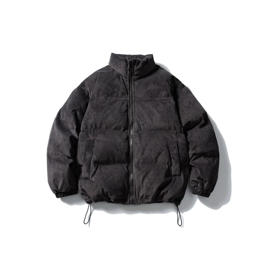 Corduroy Stand-Collar Padded Parka