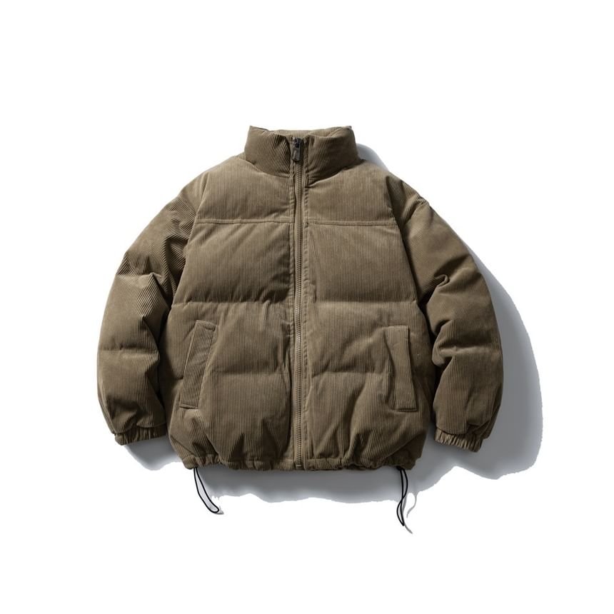 Corduroy Stand-Collar Padded Parka