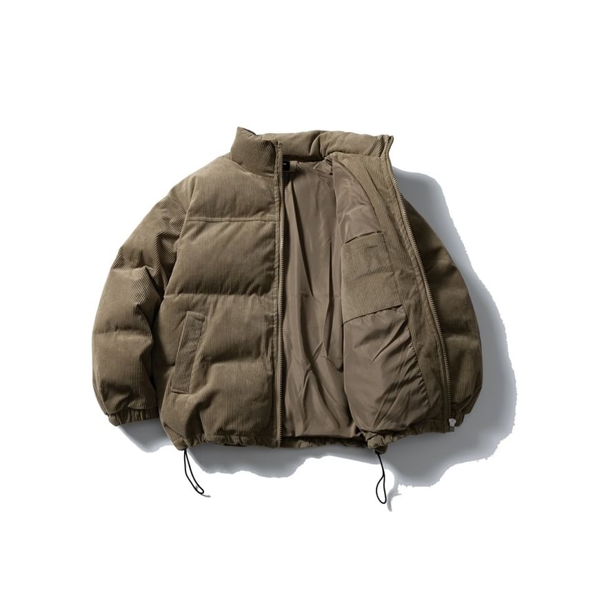 Corduroy Stand-Collar Padded Parka