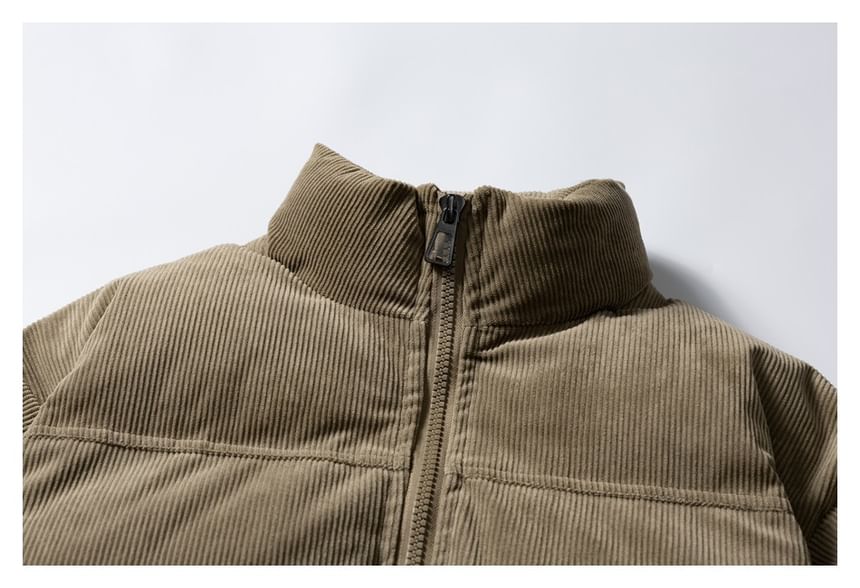 Corduroy Stand-Collar Padded Parka