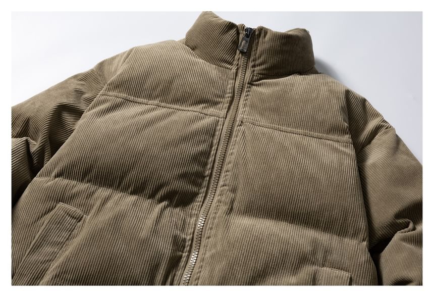 Corduroy Stand-Collar Padded Parka