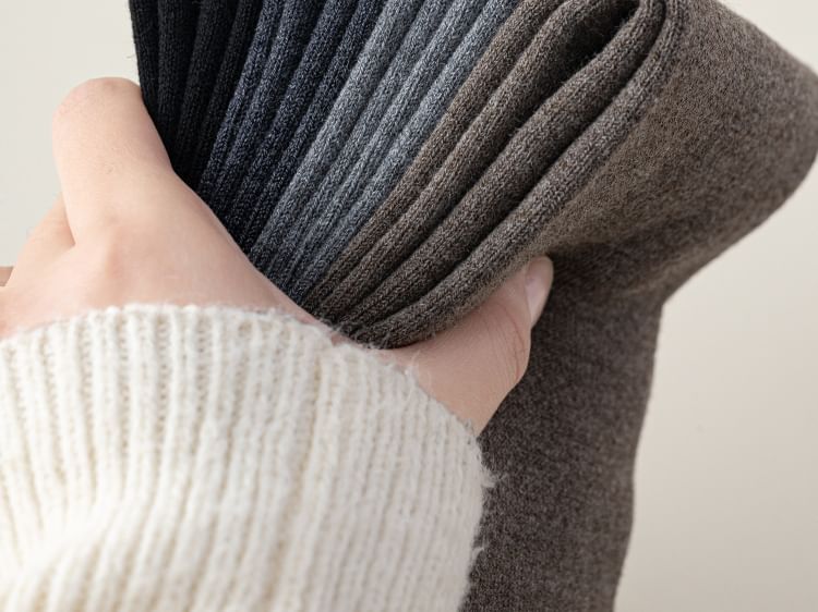 Plain Fleece-Lined Over The Knee Socks