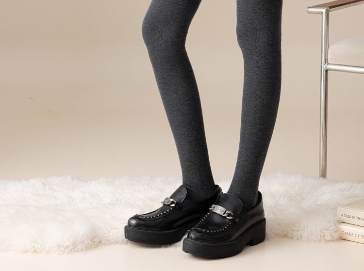 Plain Fleece-Lined Over The Knee Socks