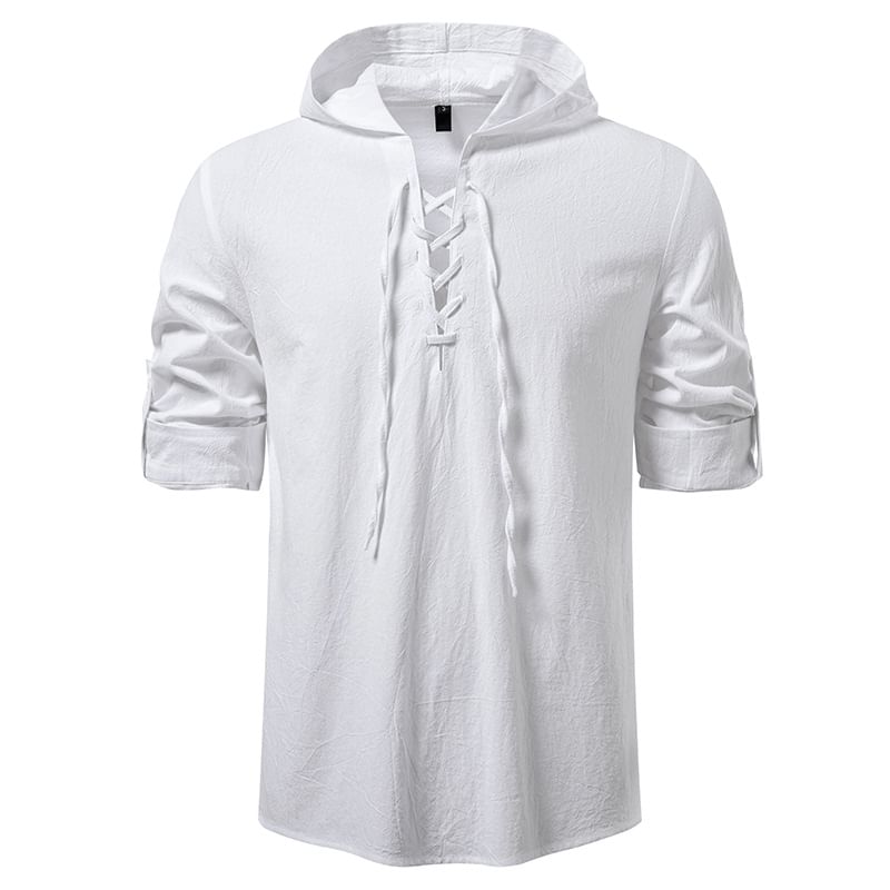 Lace-Up Plain Hoodie