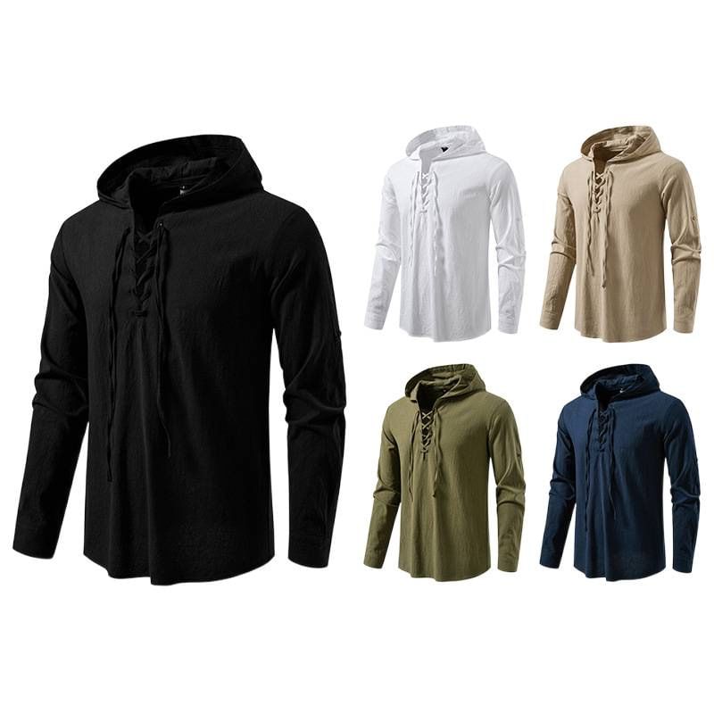 Lace-Up Plain Hoodie