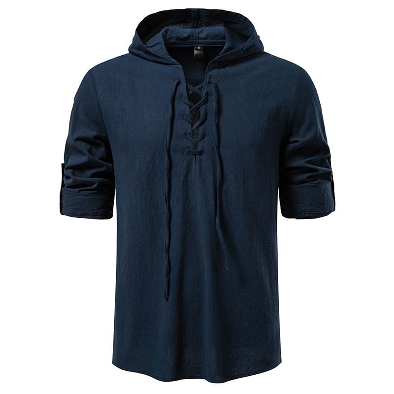 Lace-Up Plain Hoodie