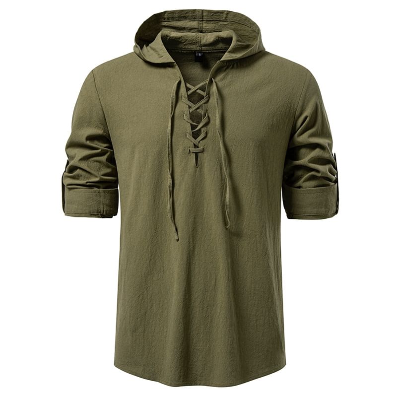 Lace-Up Plain Hoodie