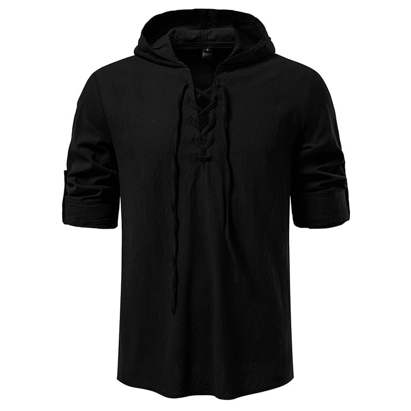 Lace-Up Plain Hoodie