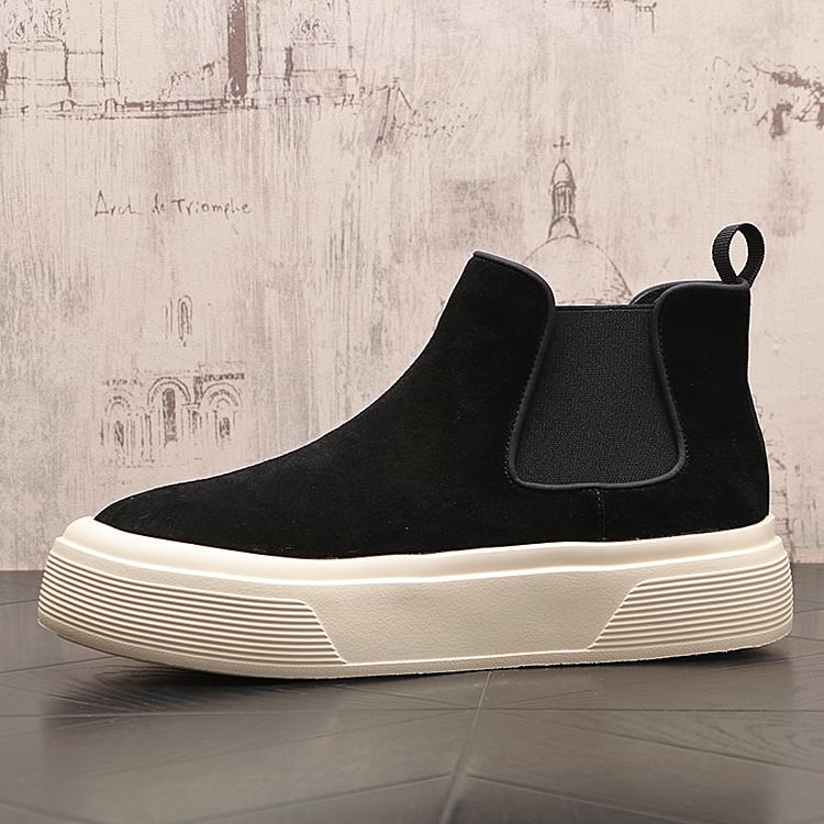 Platform Faux Suede Ankle Chelsea Boots