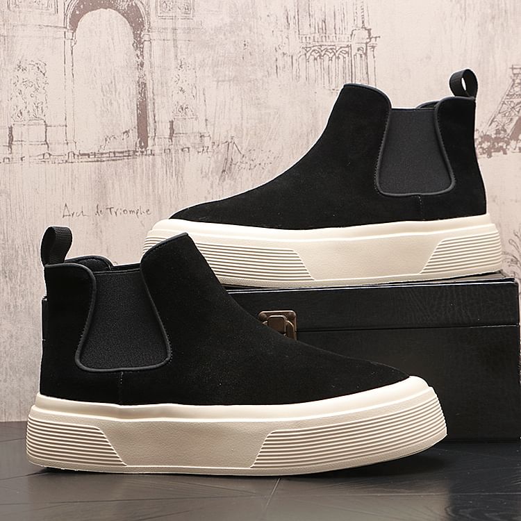 Platform Faux Suede Ankle Chelsea Boots