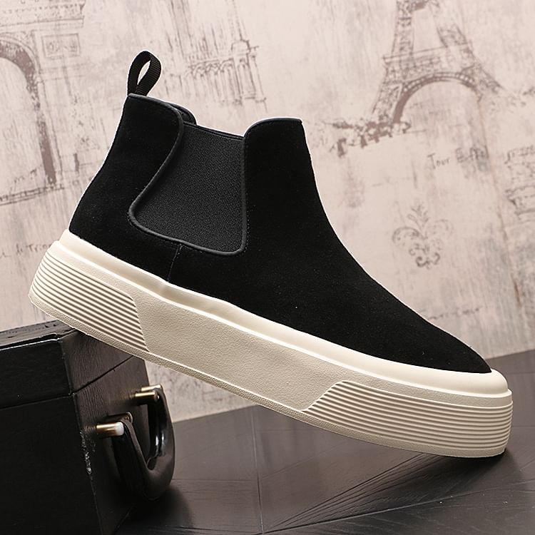 Platform Faux Suede Ankle Chelsea Boots