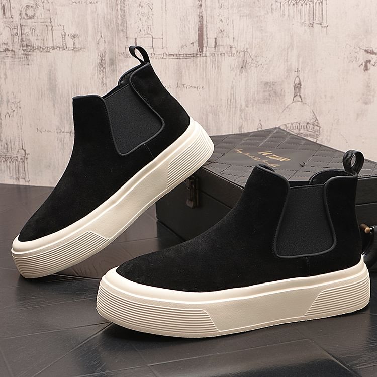 Platform Faux Suede Ankle Chelsea Boots