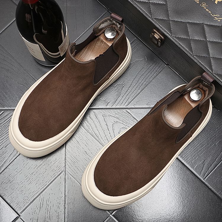 Platform Faux Suede Ankle Chelsea Boots