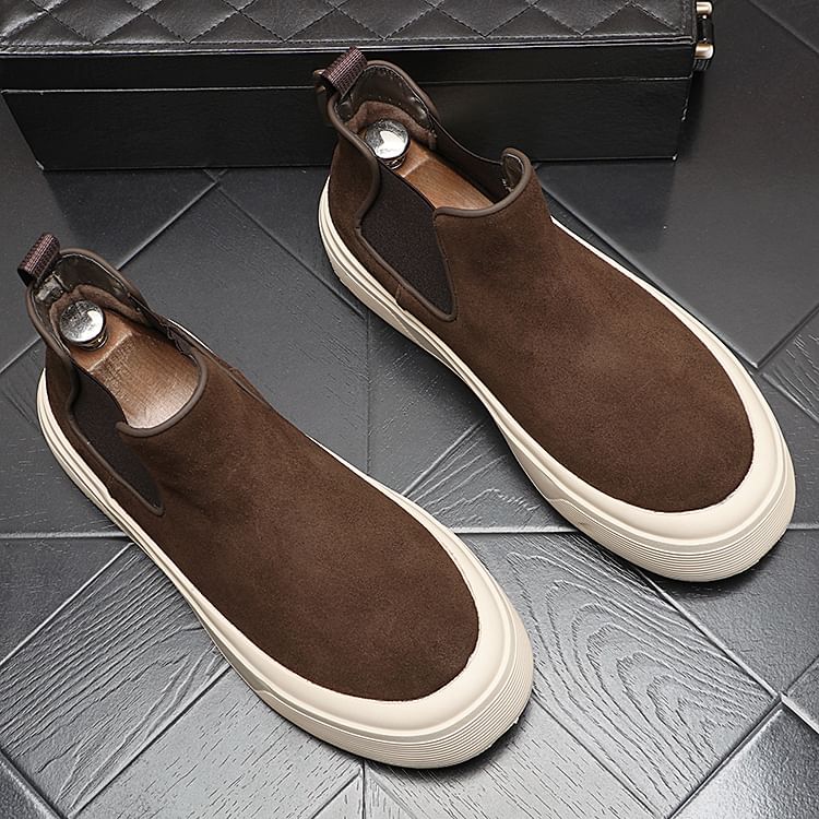 Platform Faux Suede Ankle Chelsea Boots
