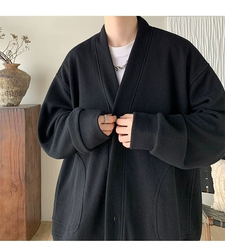 V-Neck Plain Oversized Button Up Cardigan