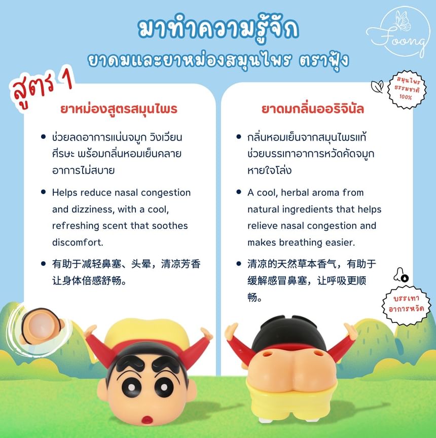 Crayon Shin-Chan Original 2-in-1 Thai Herbal Inhaler & Balm