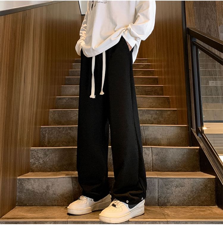 Drawstring-Waist Button-Hem Harem Pants