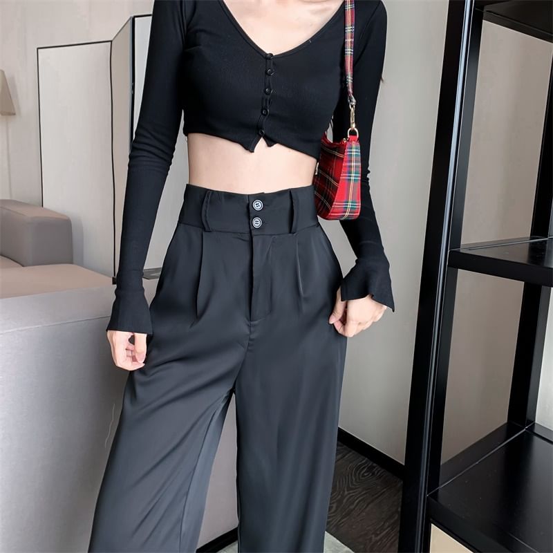 High-Waist Wide-Leg Dress Pants