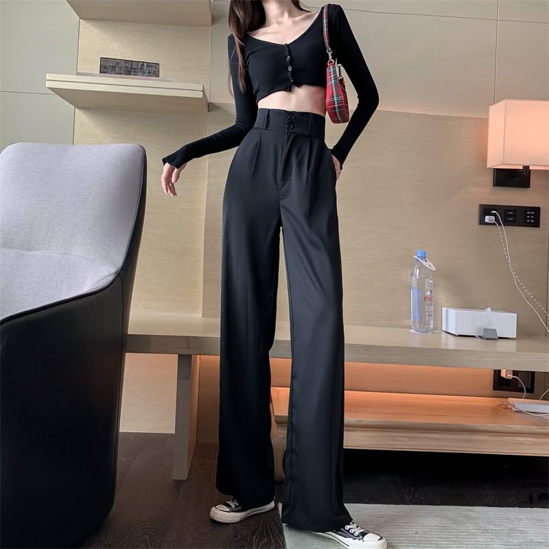High-Waist Wide-Leg Dress Pants