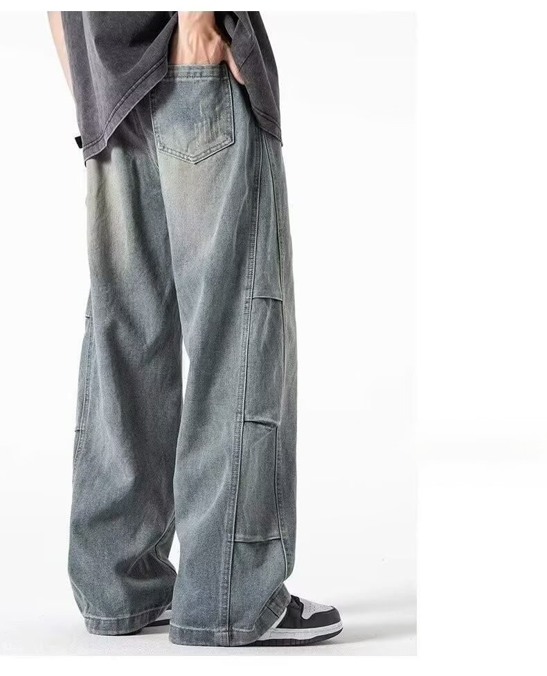 Drawstring Waist Washed Wide Leg Jeans
