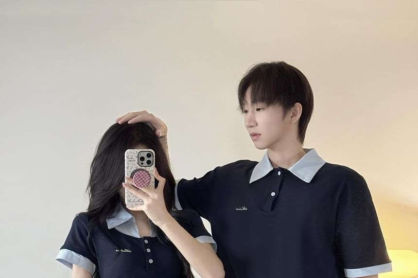 Couple Matching Short-Sleeve Maxi A-Line Polo Dress / Polo Shirt