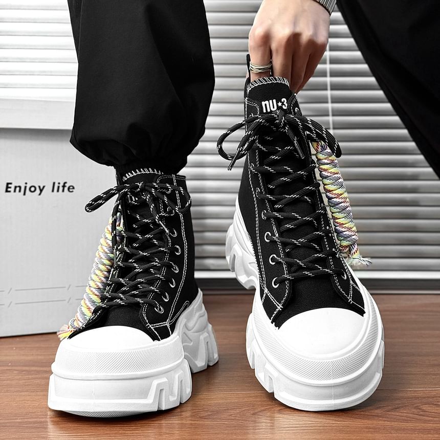 Platform Chunky Heel Lace-Up Short Boots