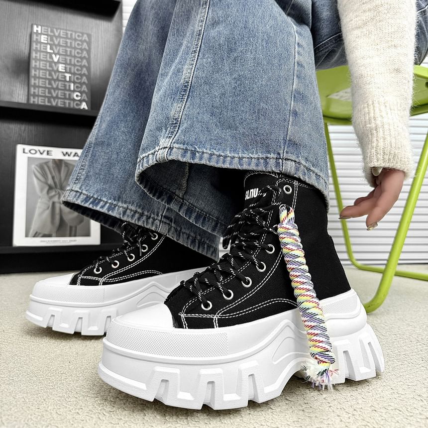Platform Chunky Heel Lace-Up Short Boots
