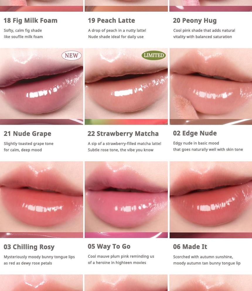 Ink Glasting Lip Gloss - 22 Colors