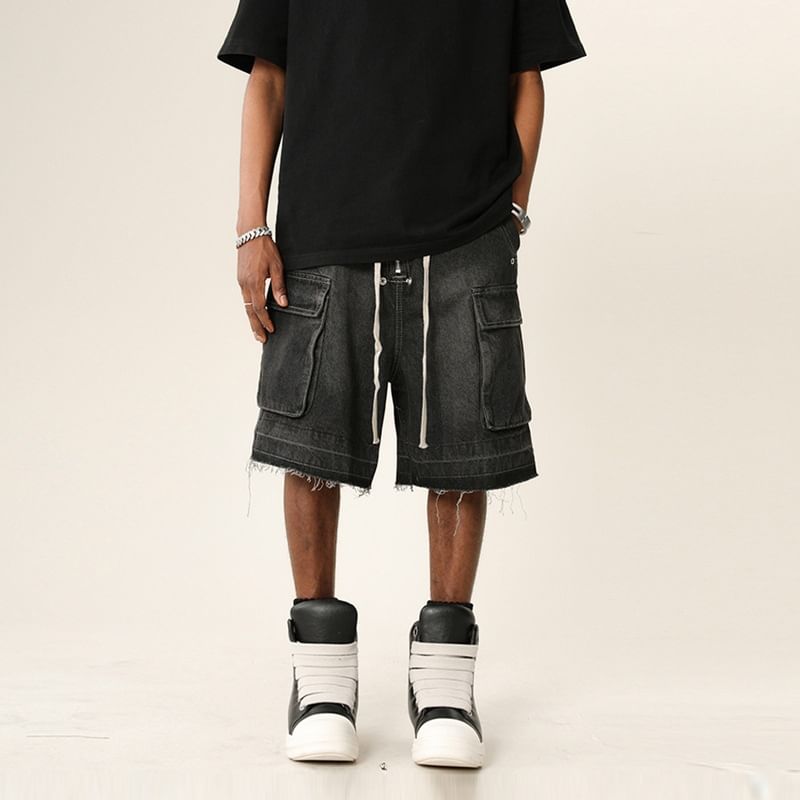 Mid Rise Washed Cargo Jorts